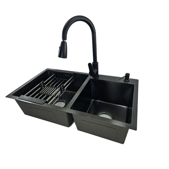 MODERN SPACE - Lavaplatos 68x38 Cm 2.5 Mm Black + Llave extraíble + Disp.