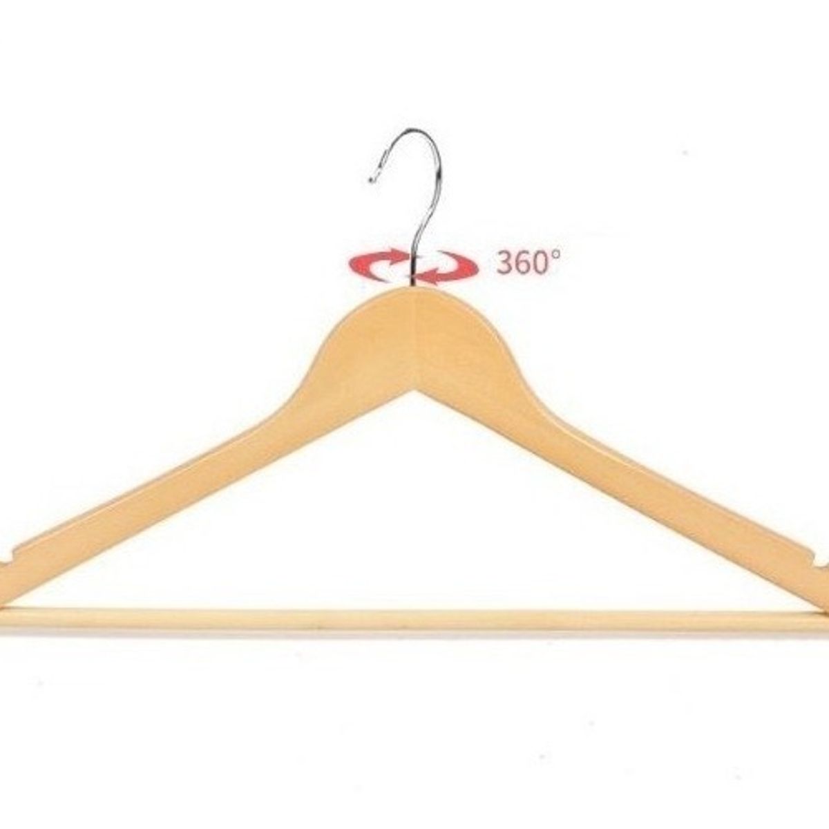 GENERICO - Pack 12 Colgadores Gancho Para Poleras Adultos Madera 44cm