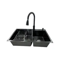 MODERN SPACE - Lavaplatos 78x43 Cm 2.5 Mm Black + Llave Extraíble + Disp.