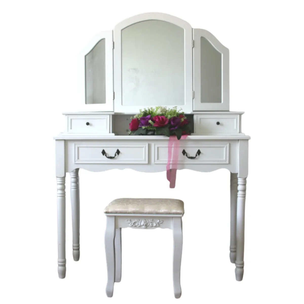 ITAHOME - TOCADOR COMODA MAQUILLAJE BANCA + ESPEJO JOSEFA