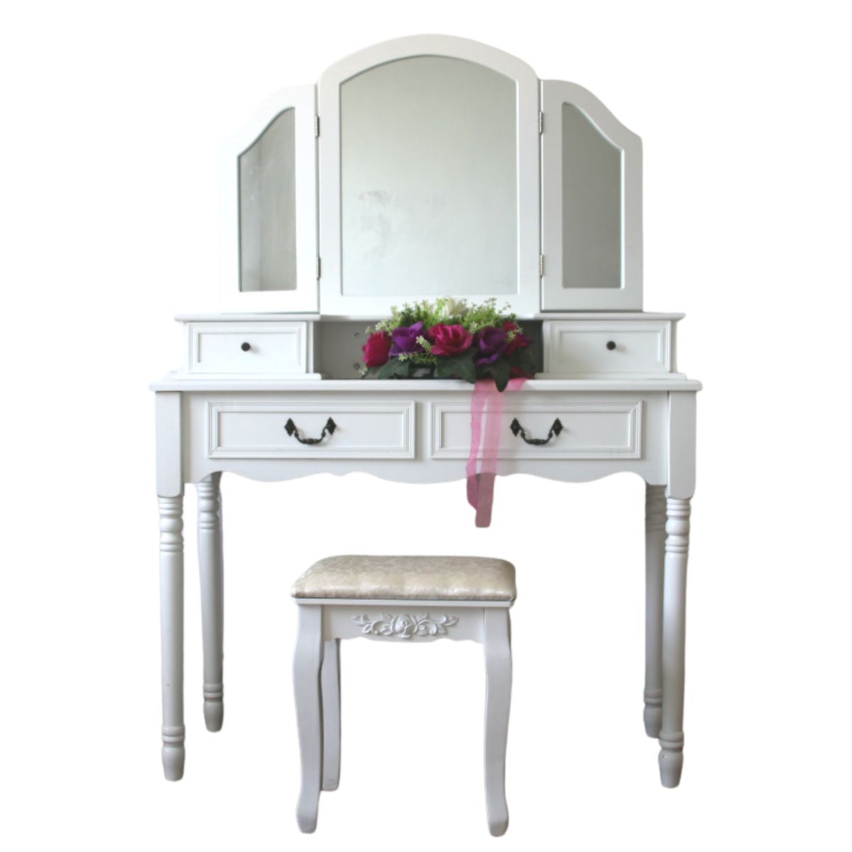 ITAHOME - TOCADOR COMODA MAQUILLAJE BANCA + ESPEJO JOSEFA