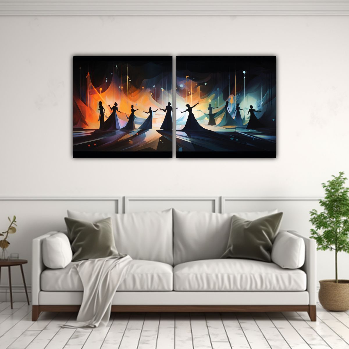 GENERICO - Cuadros Abstractos De Danza De Luz Y Sombra En Tonos Actuale 160x80cm