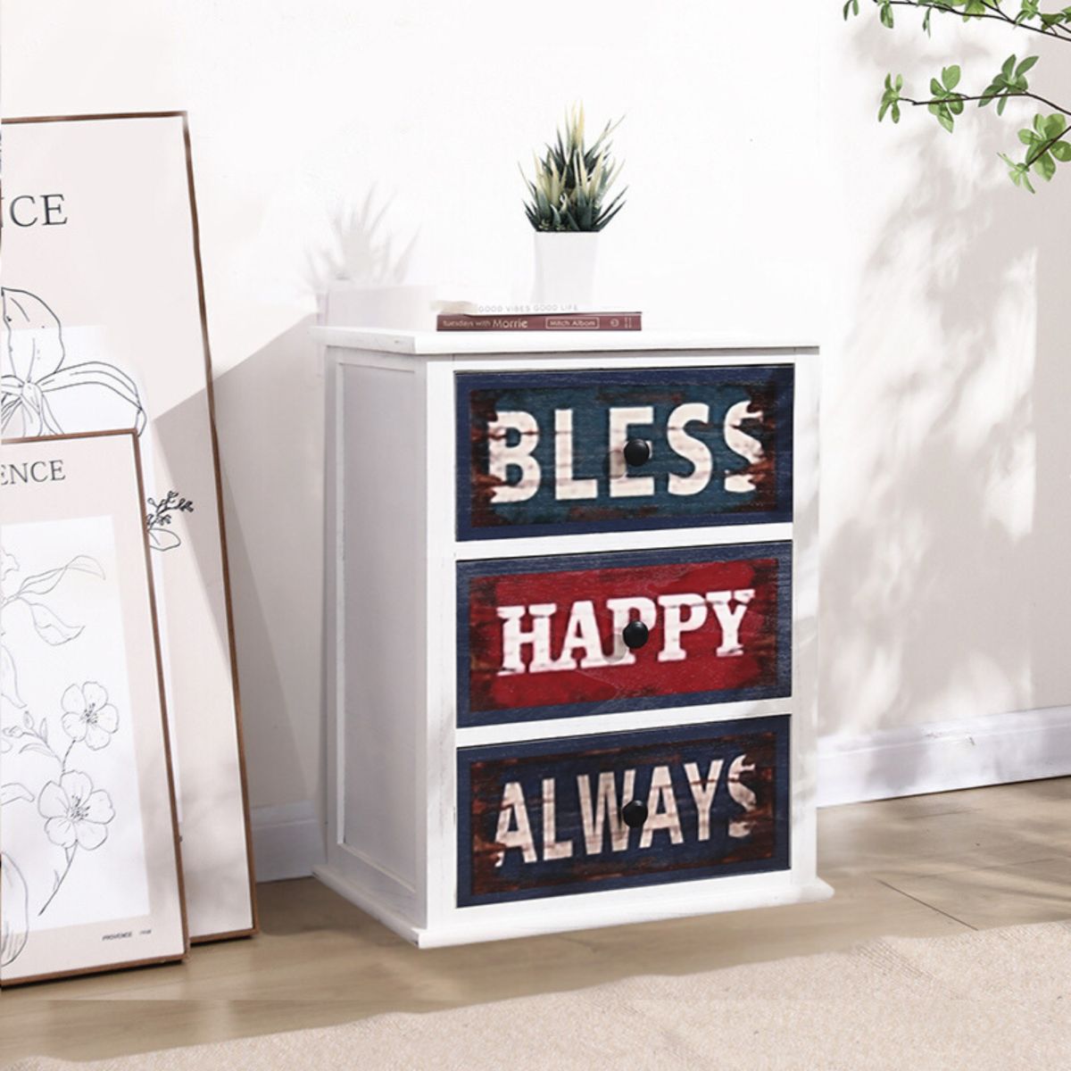 ITAHOME - CAJONERA COMODA LECCE 3 CAJONES BLANCO