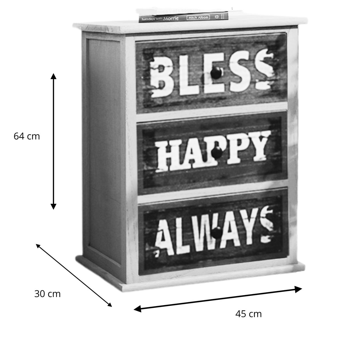 ITAHOME - CAJONERA COMODA LECCE 3 CAJONES BLANCO