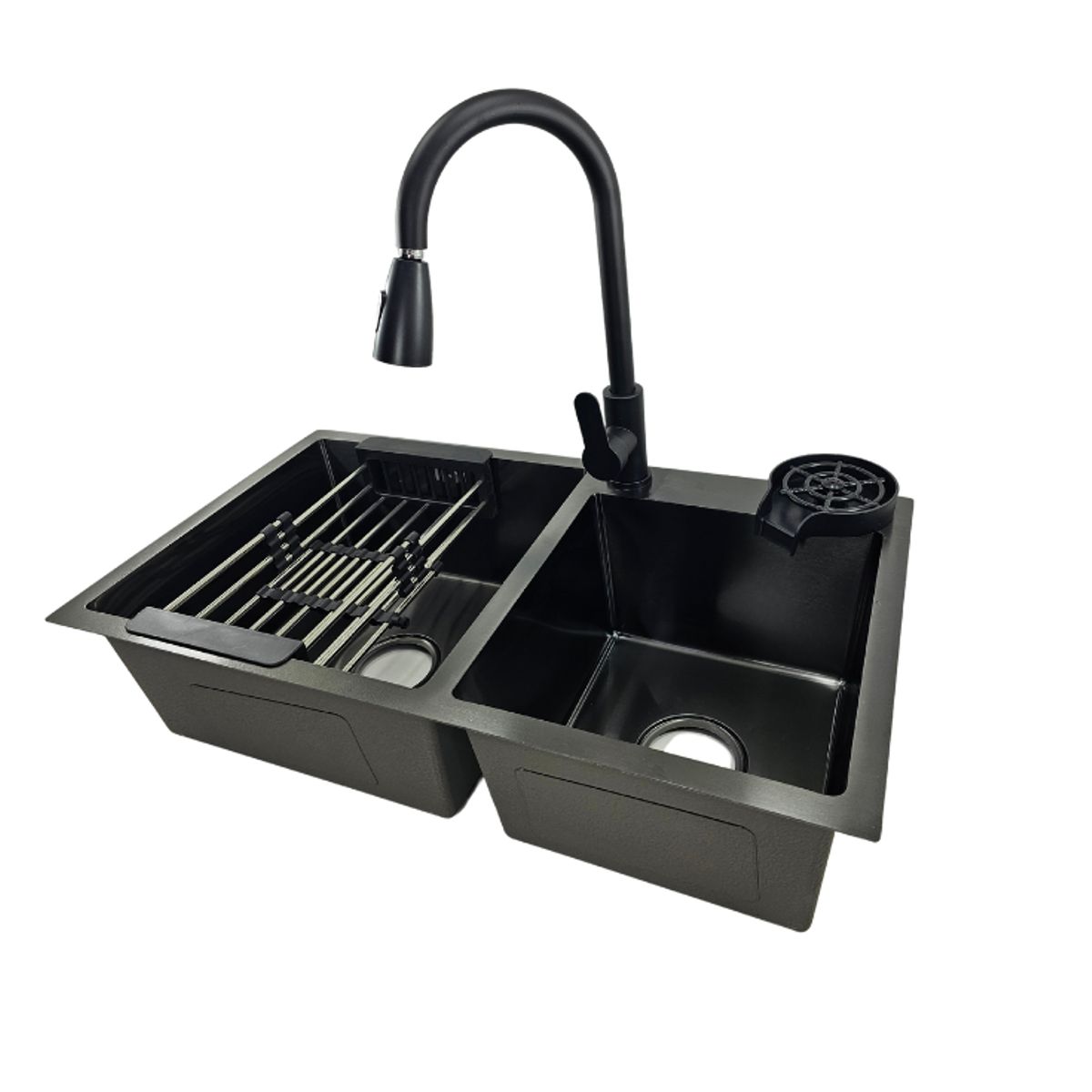 MODERN SPACE - Lavaplatos 68x38 Cm 2.5 Mm Black + Llave Extraible + Lavacopas