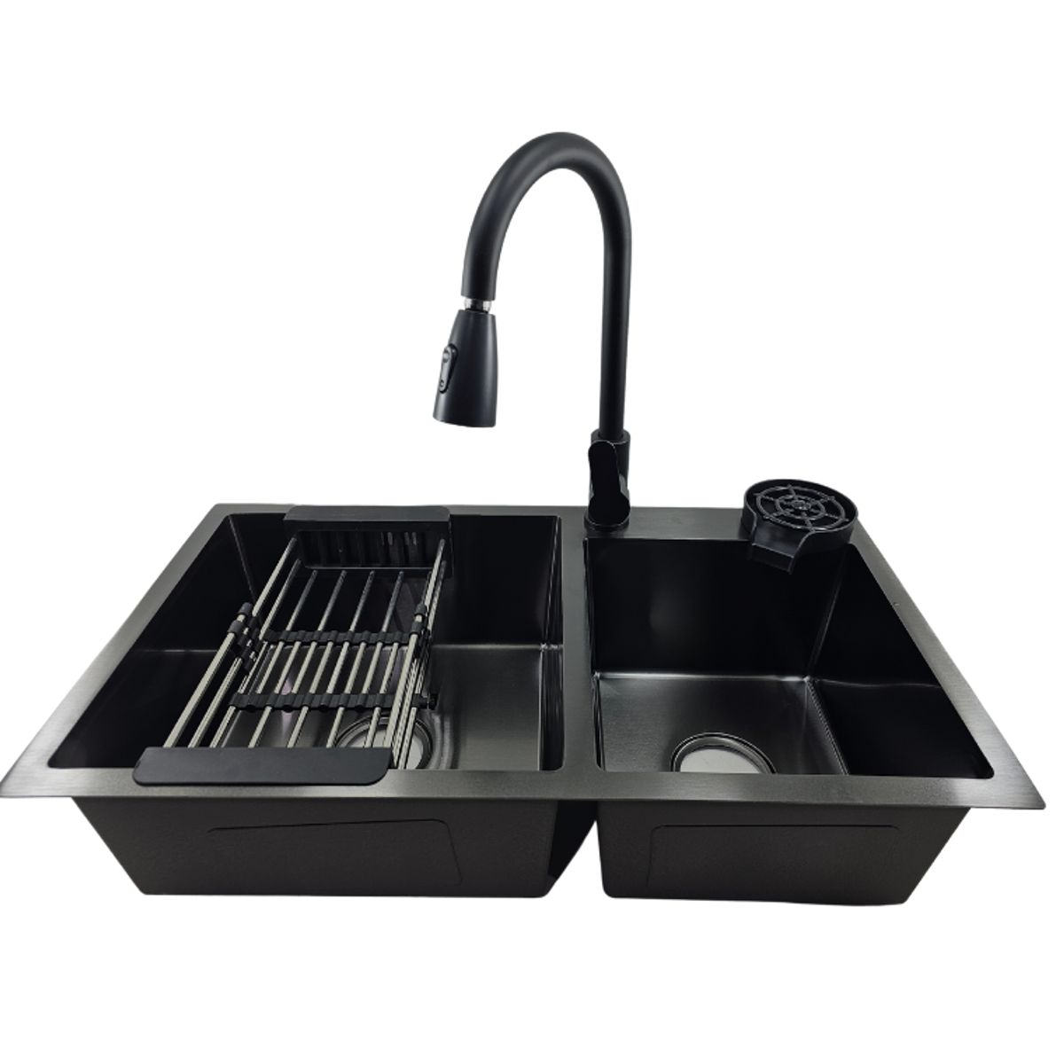 MODERN SPACE - Lavaplatos 68x38 Cm 2.5 Mm Black + Llave Extraible + Lavacopas