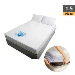 GENERICO - Cubre Colchón Impermeable 1.5 Plaza Liso Extra Suave