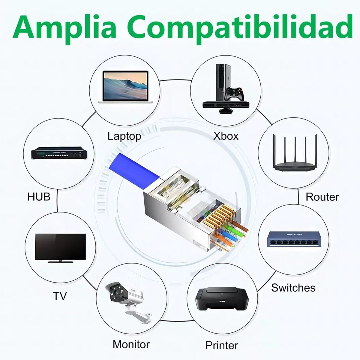 KUANGYE - 100 Conector Cat6 Ez Rj45 Metálico Blindado Terminal Red