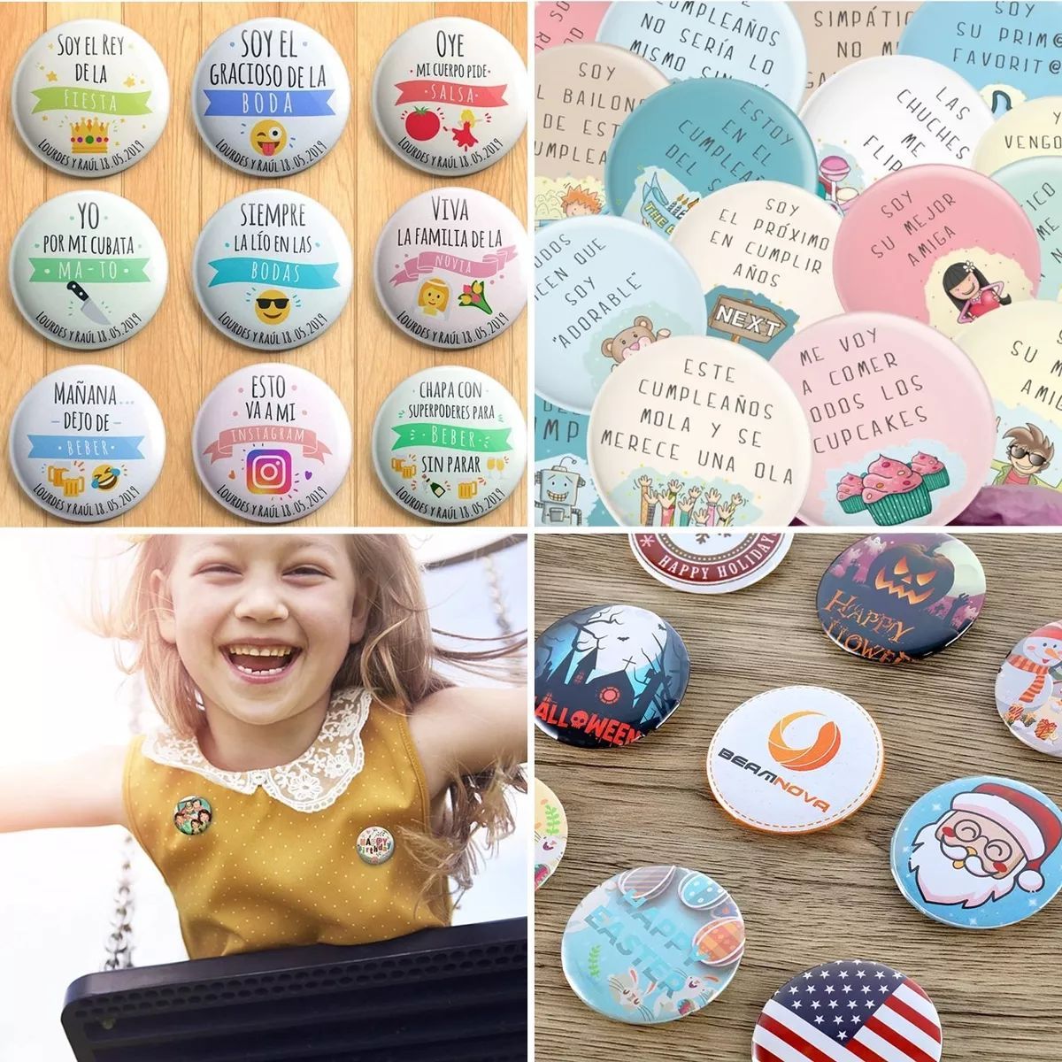 KUANGYE - 100 Botones 25mm Chapita Alfiler Metal Filimina Insumo