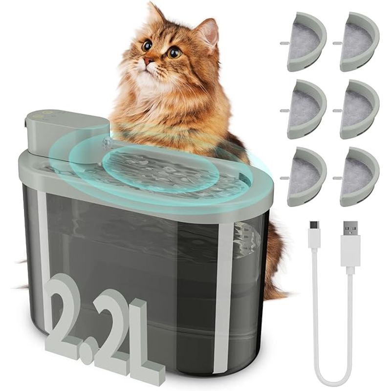 AIZO - Fuente Automática Gatos 22L Inalámbrica Sensor y Recargable