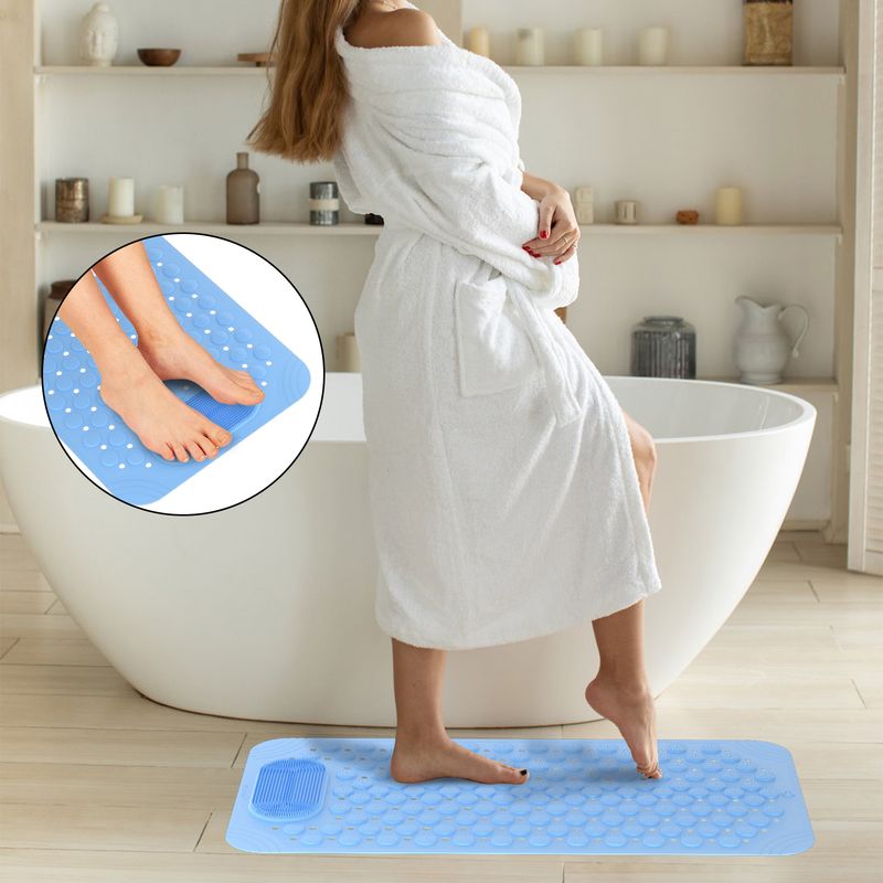 AIZO - Tapete Antideslizante Bañera Ducha 36x69cm Ventosas y Agujeros Seguros