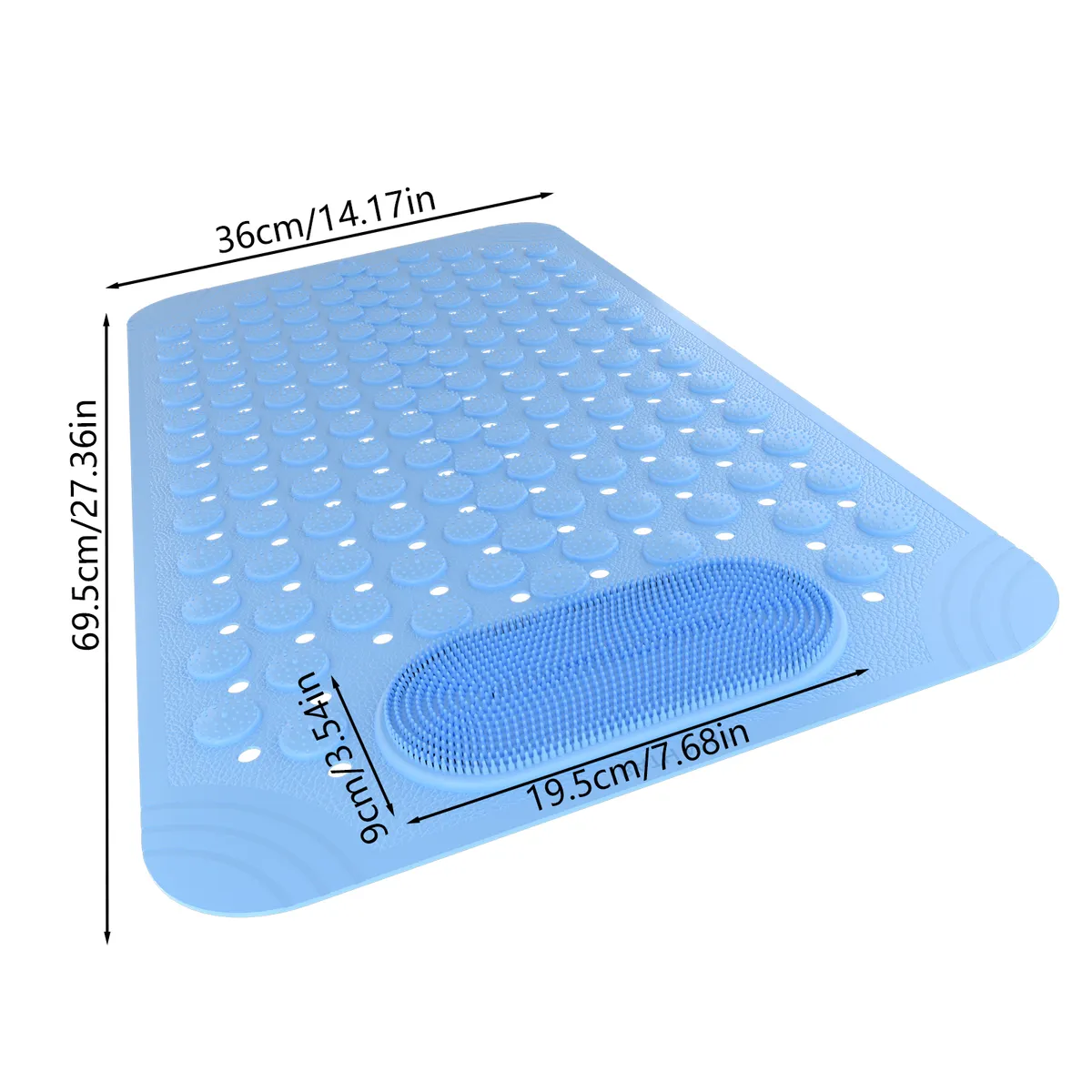 AIZO - Tapete Antideslizante Bañera Ducha 36x69cm Ventosas y Agujeros Seguros