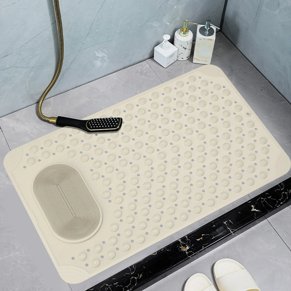 AIZO - Tapete Antideslizante Bañera Ducha 50x80cm Ventosas y Agujeros Seguros