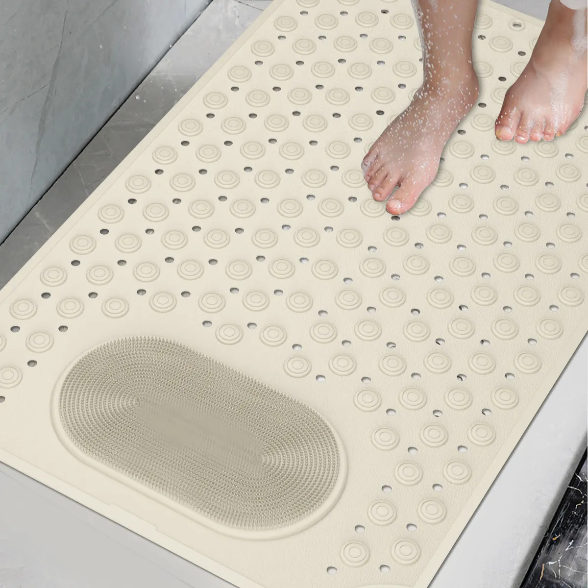 AIZO - Tapete Antideslizante Bañera Ducha 50x80cm Ventosas y Agujeros Seguros