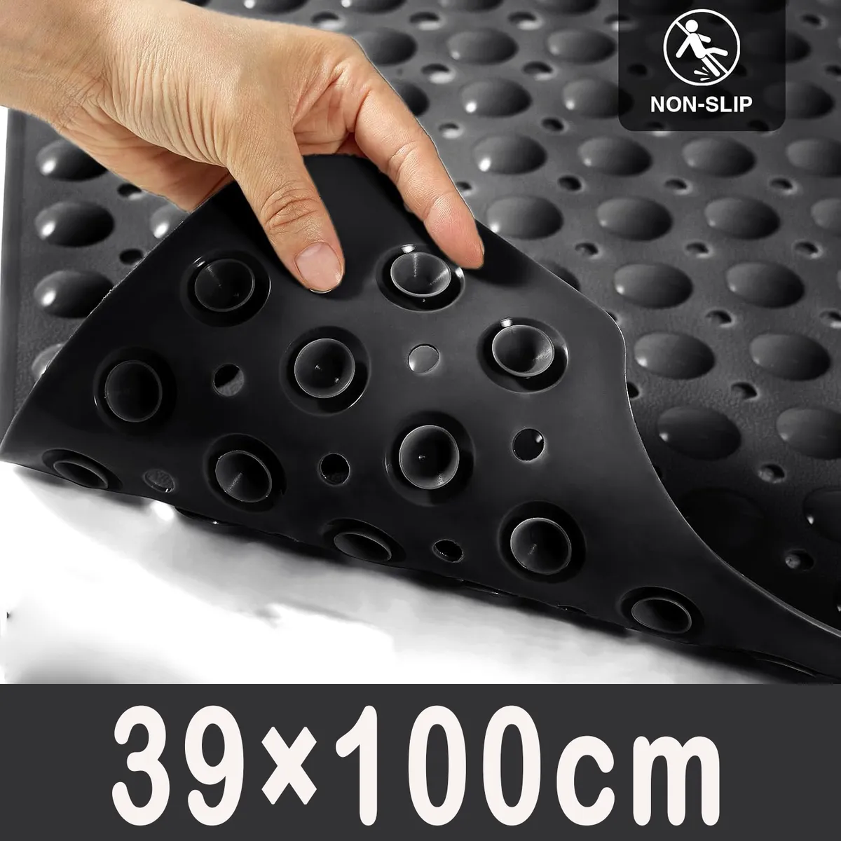 AIZO - Goma Antideslizante Para Piso De Ducha Tina Baño 39×100cm Negro