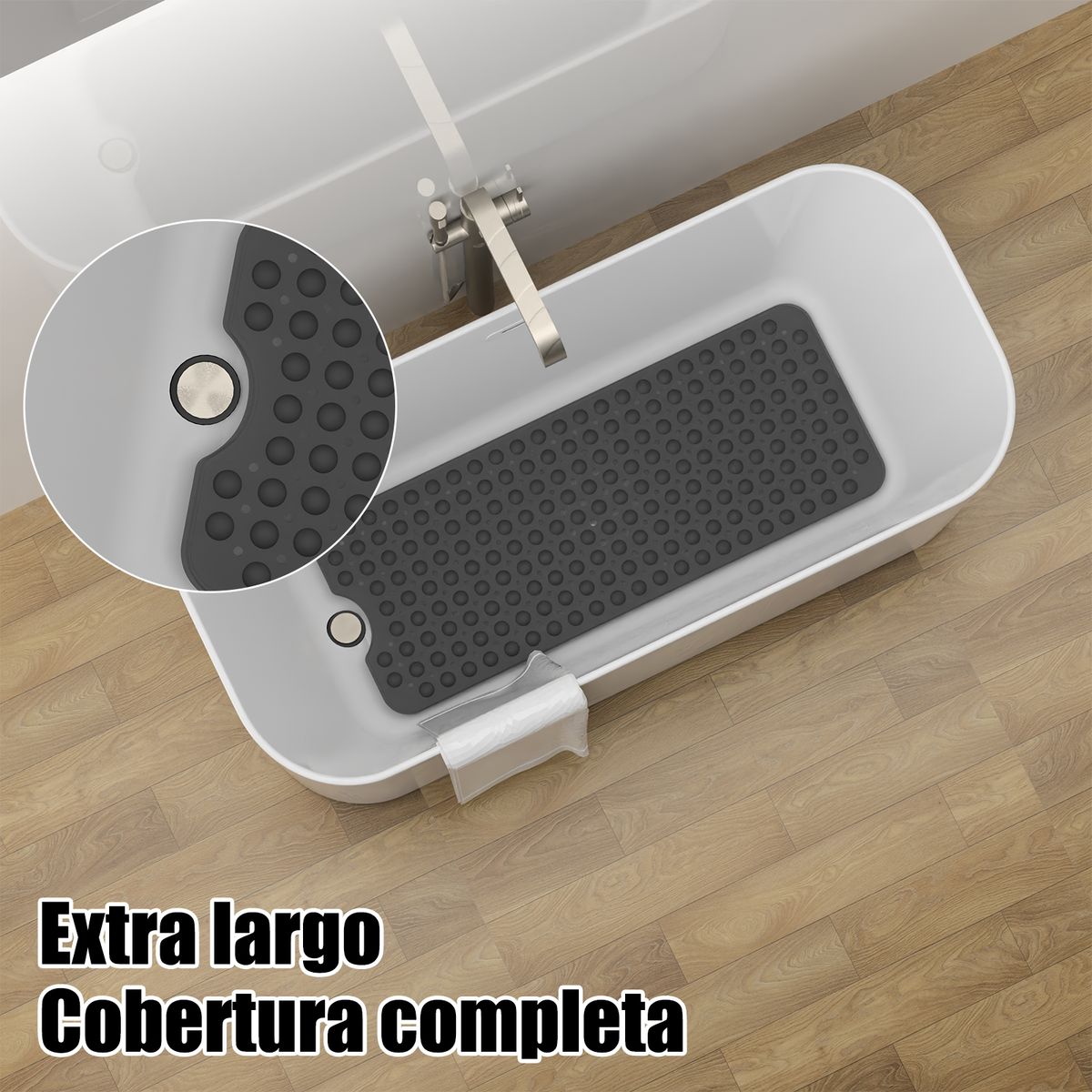 AIZO - Goma Antideslizante Para Piso De Ducha Tina Baño 39×100cm Negro