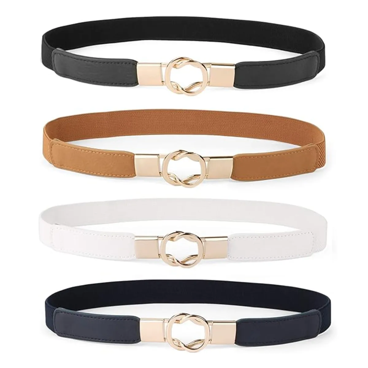 LUKOVEE - Pack 4 Cinturón Mujer Ajustable Elástico 65-90cm Ancho 25cm