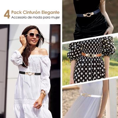 Imagen 2 del producto Pack 4 Cinturón Mujer Ajustable Elástico 65-90cm Ancho 25cm