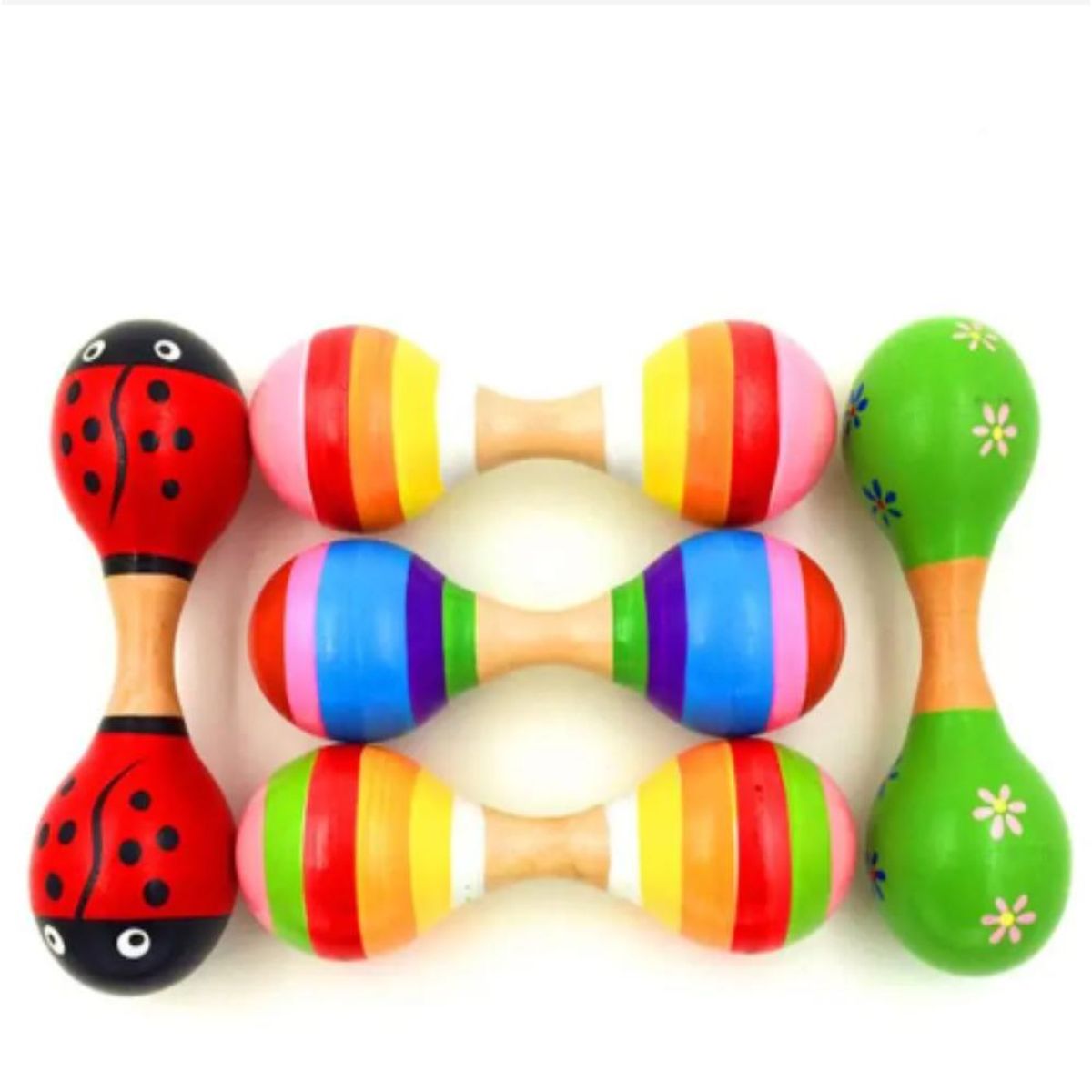 ARTIDIX - Maraca doble de madera 2 unidades de colores para bebés