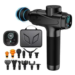NOVYSTOR - Pistola de Masajes Descontracturante Gun Kine + 12 Cabezales