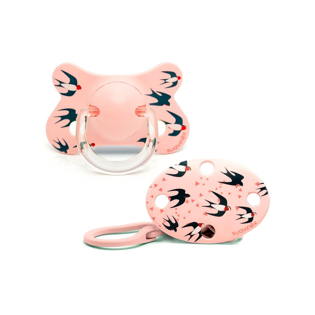 SUAVINEX - PACK CHUPETE +4-18M SWALLOW ROSADO + BROCHE ROSADO