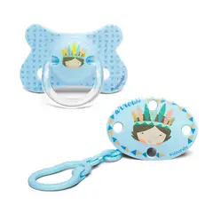 SUAVINEX - PACK CHUPETE +4-18M INDIO AZUL + BROCHE AZUL