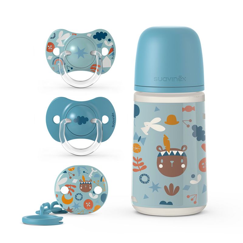 SUAVINEX - PACK MAMADERA 270ML + CHUPETE SILICONA 6-18M 2U + BROCHE