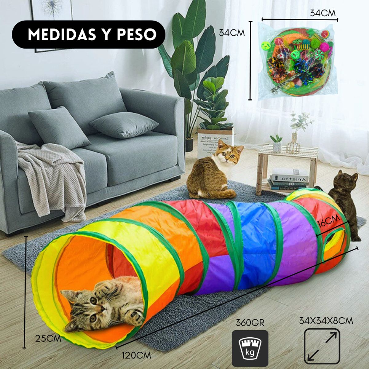 GENERICO - Juguetes Para Gato 20 Piezas Pluma Varita Bola Túnel Ratones