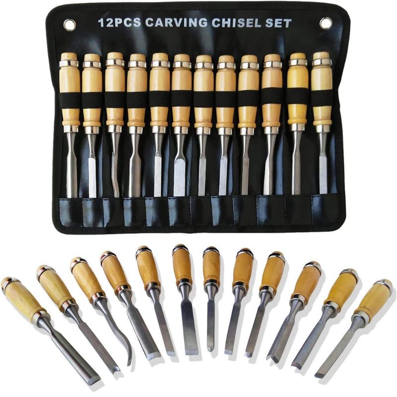 GENERICO - Set 12 Gubias Juego de Cinceles para Tallar Madera