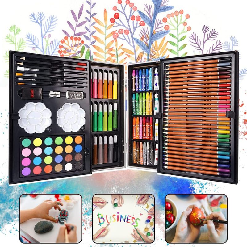 GENERICO - Kit Dibujo Niño 145 Piezas En Maleta Aluminio Doble Piso Set