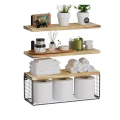 GENERICO - Repisas Flotantes De Madera Modernas X3 Con Reja 100% Pino