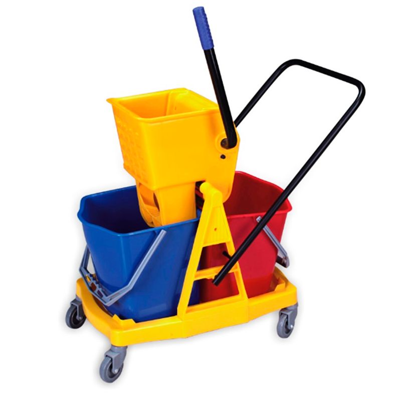 GENERICO - Carro Estrujador Aseo Amarillo 46 Litros Doble Tecnoplus