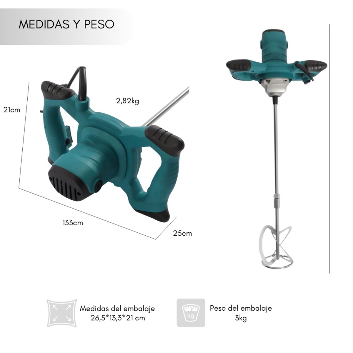 GENERICO - Mezclador Eléctrico De Cemento Y Pintura Revolvedor Potente
