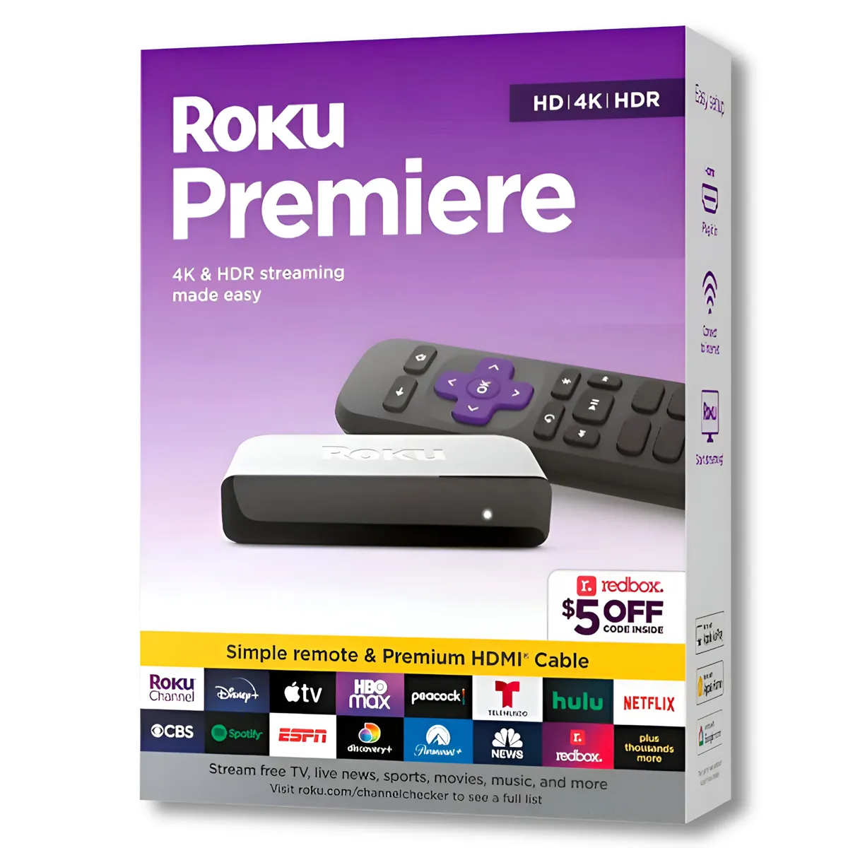ROKU - Roku TV Premiere Edition UHD 4K + HDR Streaming TV Quad-Core - Negro