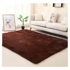 GENERICO - Alfombra Peluda Suave Decorativa Hogar Oficina 200x240 Marrón