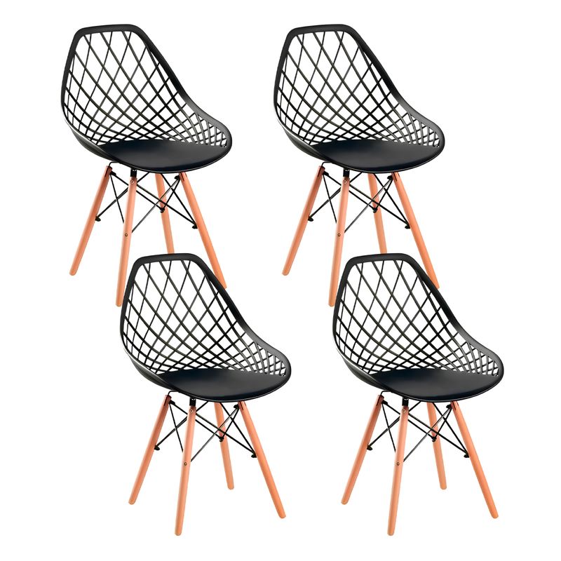 KLIK - Pack de 4 Sillas Eames Enrejada Mesh - Negra
