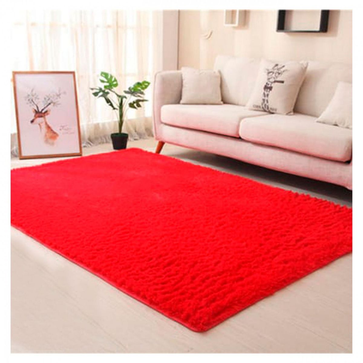 GENERICO - Alfombra Peluda Suave Decorativa Hogar Oficina 200x240 Rojo