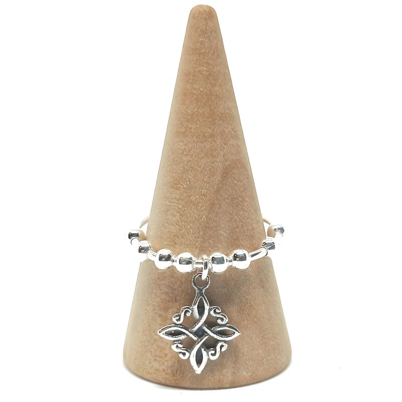 GENERICO - Anillo de Plata Ajustable Antiestrés Nudo de Bruja