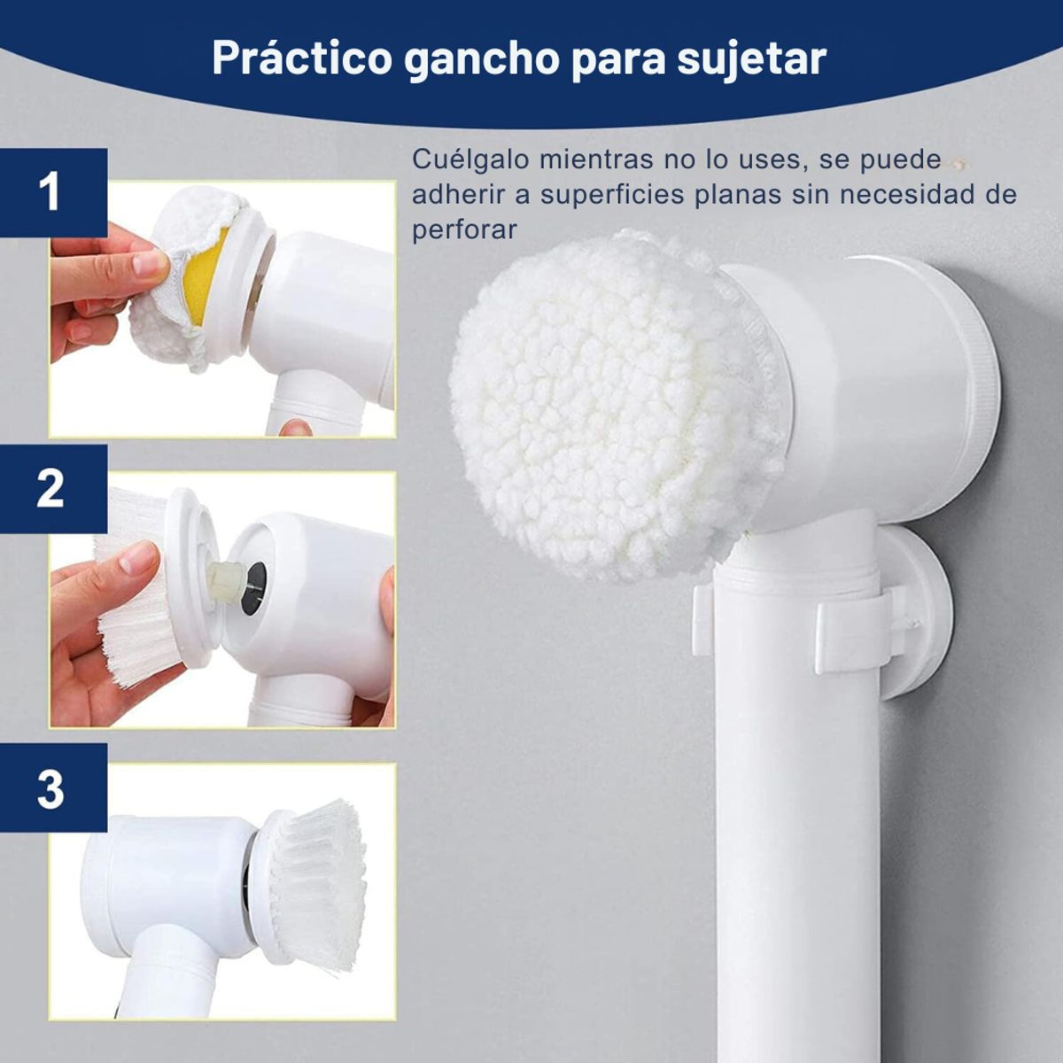 CRUSEC - Cepillo De Limpieza Lavaloza Eléctrico Recargable USB 3 en 1