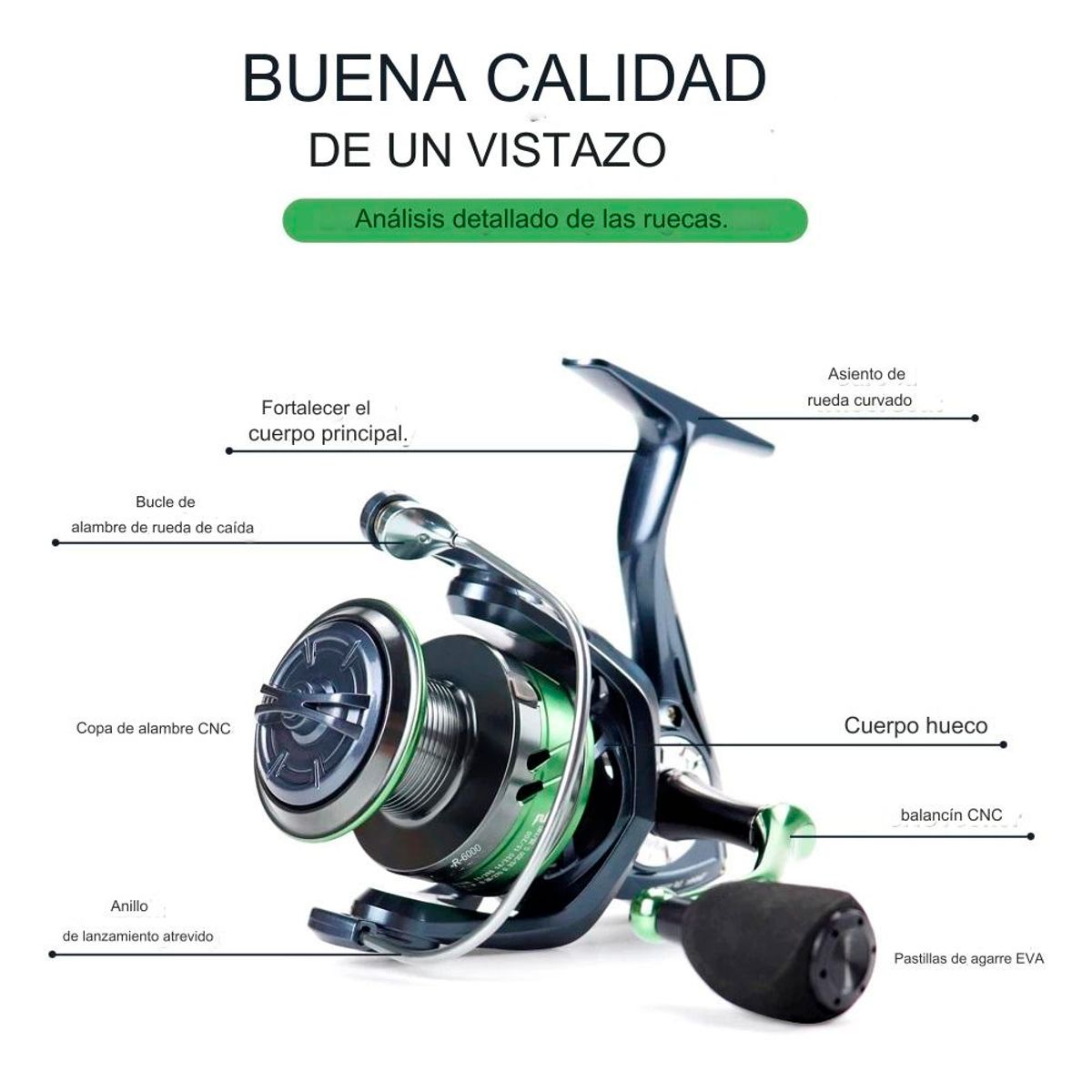 GENERICO - Carrete De Pesca Metal Jof R-3000, 8 Kilos, 10 Rodamientos