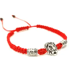 GENERICO - Pulsera Artesanal Hilo Rojo con Dije de León