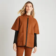 LORENZO DI PONTTI - Abrigo Tipo Capa Con Cierre Camel