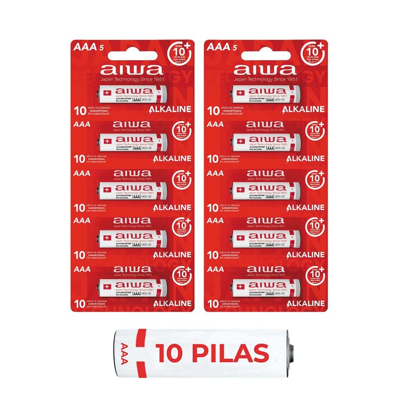 AIWA - Pila Alcalina Aiwa Aaa Pack X10 Unidades Aw-lr03p5