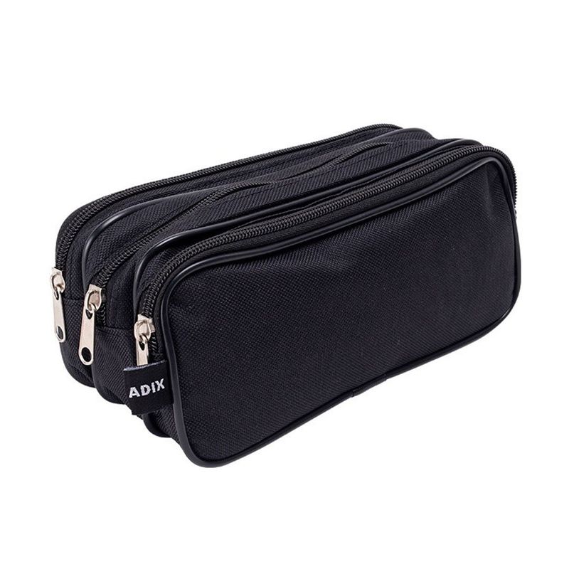 ADIX - Estuche Escolar Triple Cierre Adix Negro