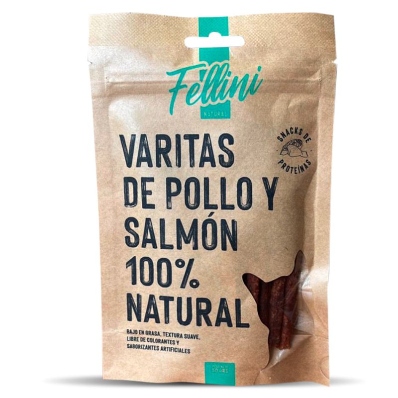 TRAPER - Fellini Snack Varitas de Pollo y Salmón Gato 12Und