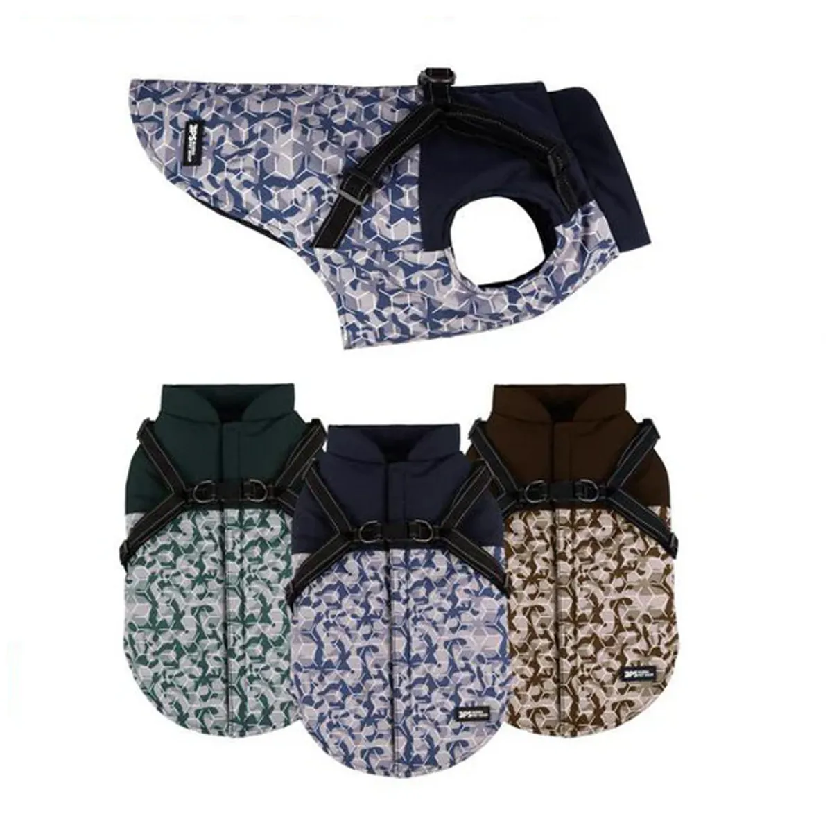 MARBEN PETS - Parka Wonder Dog Camo Con Arnes Reflectamente Verde Medium