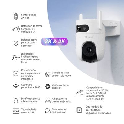 Imagen 2 del producto CAMARA DOBLE H9C 3MP DUAL LENTE 360 Y FIJA EXTERIOR