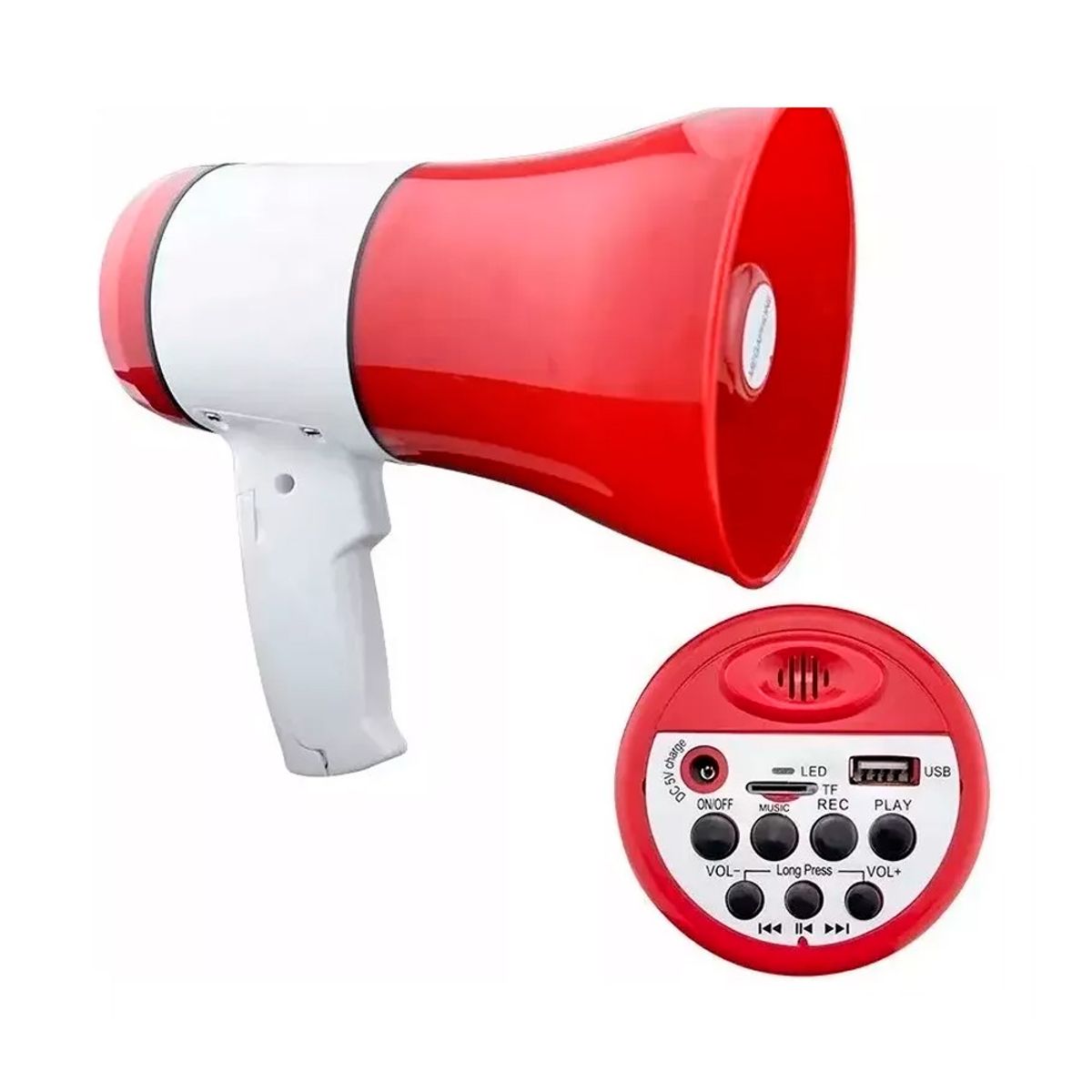 GENERICO - Megafono Recargable 35 Watts Graba Voz Inalambrico