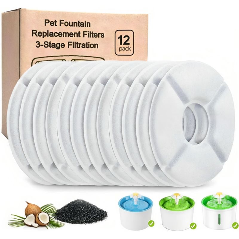 GENERICO - Pack 12 Filtros Bebedero Fuente Agua Eléctrico Gato Perro