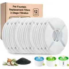 GENERICO - Pack 12 Filtros Bebedero Fuente Agua Eléctrico Gato Perro